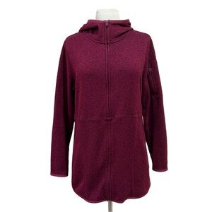 Tek Gear Heather Maroon Hooded Tunic Sweater Size Large